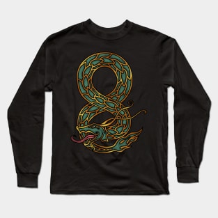 Guardian of the Norse Depths: Viking Monster Jormungandr the World Serpent Design Long Sleeve T-Shirt